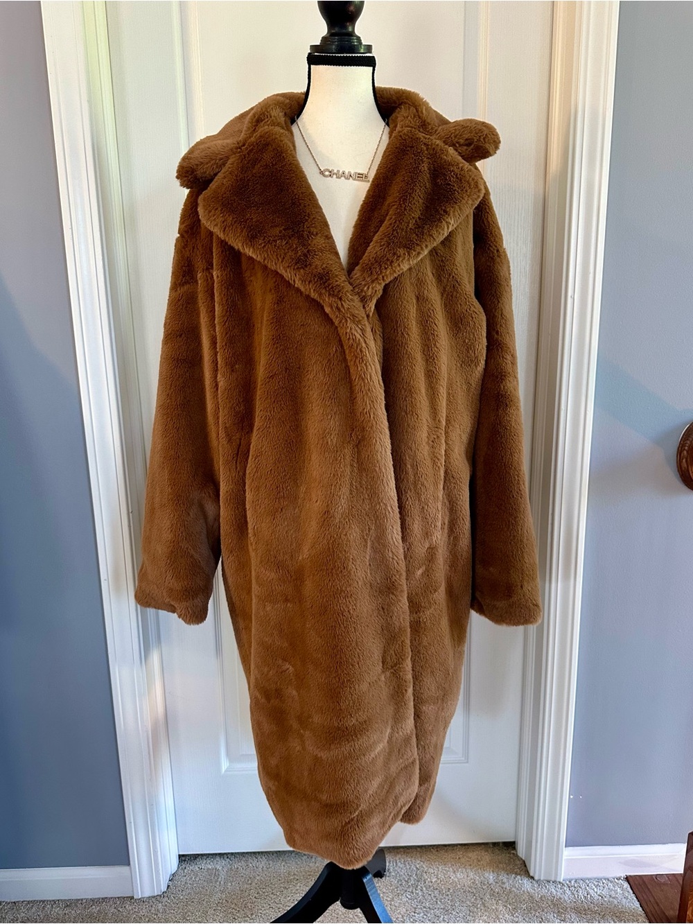 Simply Vera Wang Long Fuzzy Winter Teddy Coat – Brown – NWOT Size XXL